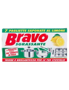 bravo pagliette di retina saponata - 7 pezzi - tamponi abrasivi al limone: tuttocasashop.it: pulizia e cura della casa