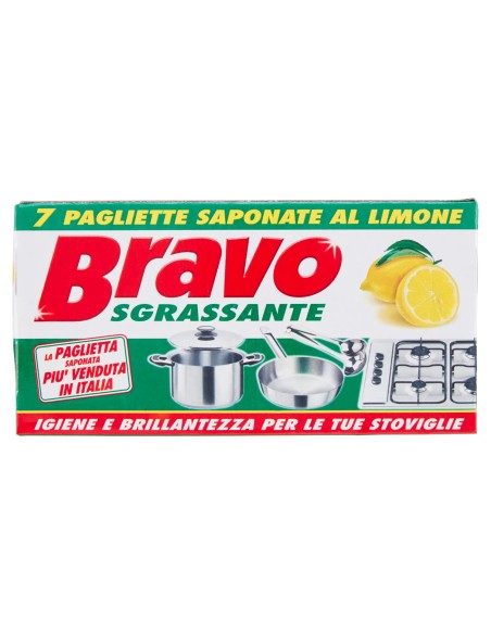 bravo pagliette di retina saponata - 7 pezzi - tamponi abrasivi al limone: tuttocasashop.it: pulizia e cura della casa