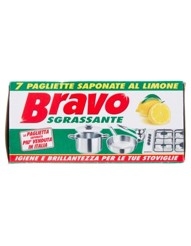 bravo pagliette di retina saponata - 7 pezzi - tamponi abrasivi al limone: tuttocasashop.it: pulizia e cura della casa