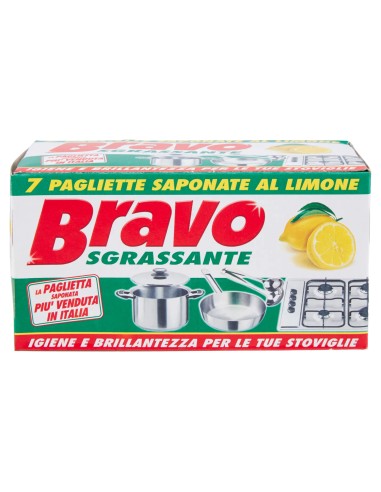 bravo pagliette di retina saponata - 7 pezzi - tamponi abrasivi al limone: tuttocasashop.it: pulizia e cura della casa