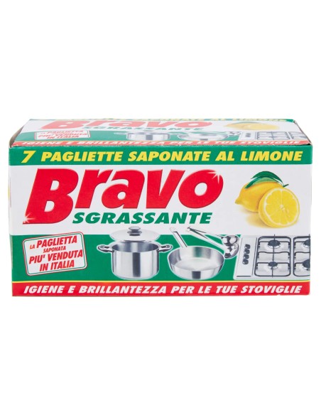 bravo pagliette di retina saponata - 7 pezzi - tamponi abrasivi al limone: tuttocasashop.it: pulizia e cura della casa