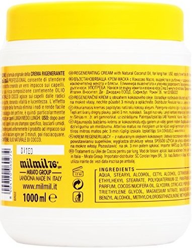 mil mil crema rigenerante per capelli - 1000ml - cocco: tuttocasashop.it: igiene e cura della persona