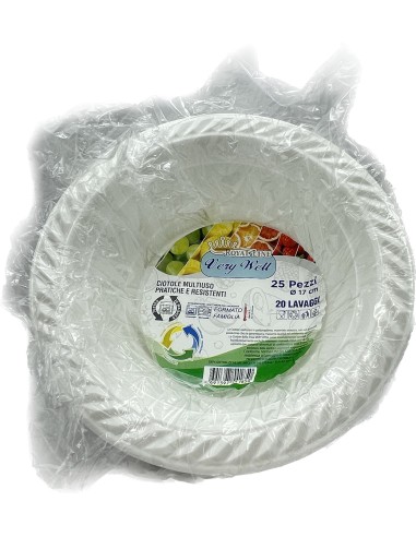 25 ciotole in plastica riutilizzabili - 500cc - diametro 17cm - bianco: tuttocasashop.it: carta & monouso