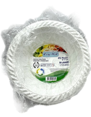 25 ciotole in plastica riutilizzabili - 500cc - diametro 17cm - bianco: tuttocasashop.it: carta & monouso