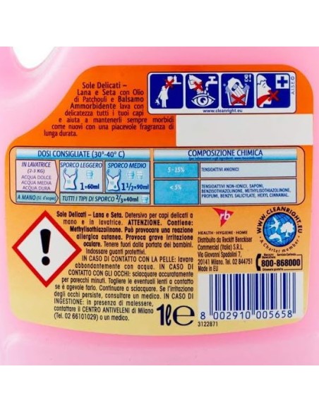 sole detersivo liquido 16 lavaggi 1l - capi delicati - classico: tuttocasashop.it: prodotti per bucato e tessuti