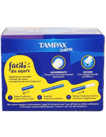 tampax compak assorbenti igienici interni - 16 pezzi - formato regular: tuttocasashop.it: igiene e cura della persona