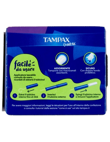 tampax compak assorbenti igienici interni - 16 pezzi - formato super: tuttocasashop.it: igiene e cura della persona