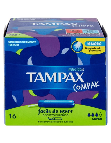tampax compak assorbenti igienici interni - 16 pezzi - formato super: tuttocasashop.it: igiene e cura della persona