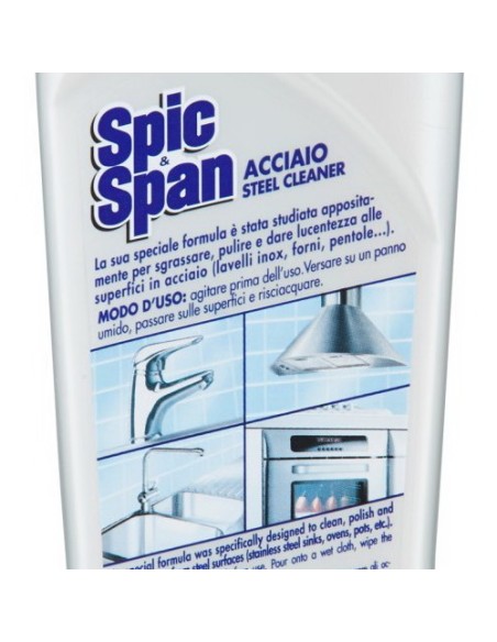 spic&span detergente per acciaio e inox - 500ml - pulisce e lucida: tuttocasashop.it: pulizia e cura della casa