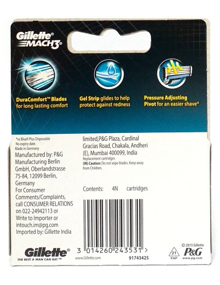 gillette mach3 ricambi per rasoio - 4 testine - tripla lama: tuttocasashop.it: igiene e cura della persona