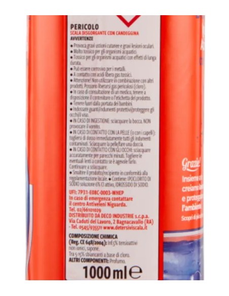 scala disgorgante in gel per tubature 1000ml - con candeggina: tuttocasashop.it: pulizia e cura della casa