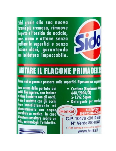 sidol lucida metalli universale - 75ml - per tutti i tipi di metallo: tuttocasashop.it: pulizia e cura della casa