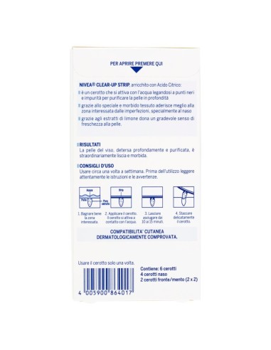 nivea clear up strip zona t - 6 pezzi - rimuove punti neri e impurita': tuttocasashop.it: igiene e cura della persona