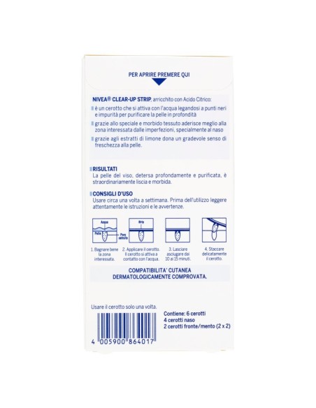 nivea clear up strip zona t - 6 pezzi - rimuove punti neri e impurita': tuttocasashop.it: igiene e cura della persona