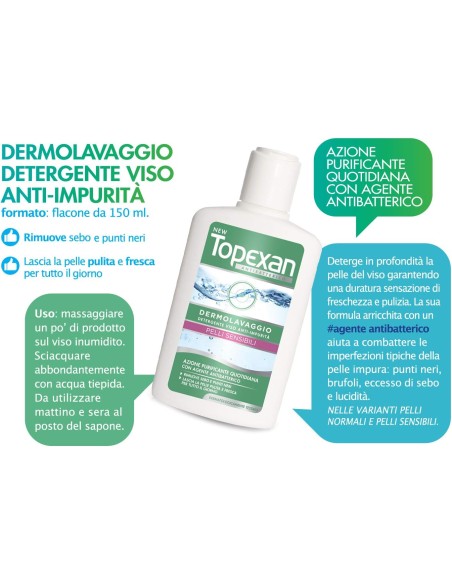 topexan detergente lavaviso - 150ml - pelli sensibili - brufoli: tuttocasashop.it: igiene e cura della persona