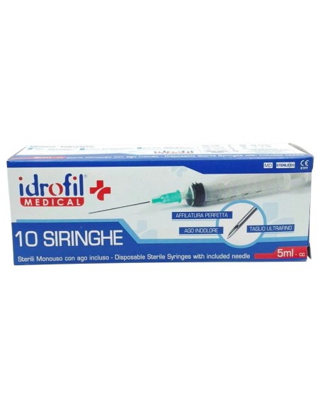 idrofil siringhe monouso sterili - 5ml - 10 pezzi - ago indolore: tuttocasashop.it: igiene e cura della persona