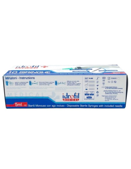 idrofil siringhe monouso sterili - 5ml - 10 pezzi - ago indolore: tuttocasashop.it: igiene e cura della persona