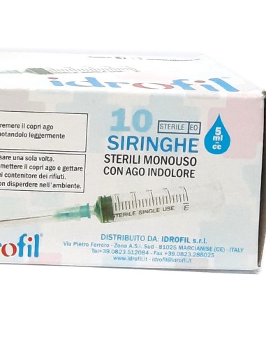 idrofil siringhe monouso sterili - 5ml - 10 pezzi - ago indolore: tuttocasashop.it: igiene e cura della persona