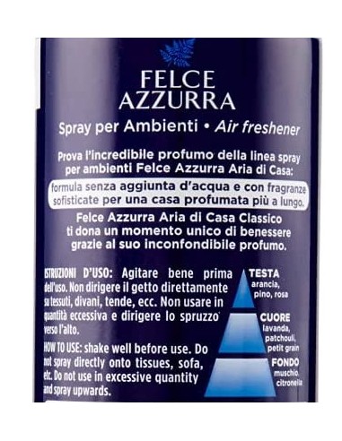 felce azzurra aria di casa deodorante - spray 250ml - classico - original: tuttocasashop.it: pulizia e cura della casa