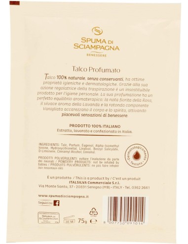 spuma di sciampagna talco in busta - 75 grammi: tuttocasashop.it: igiene e cura della persona