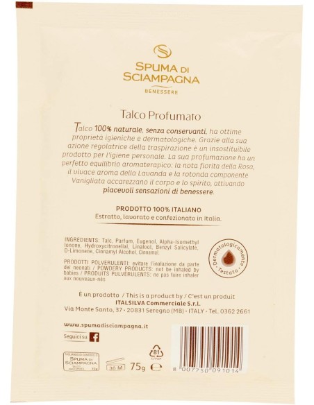 spuma di sciampagna talco in busta - 75 grammi: tuttocasashop.it: igiene e cura della persona