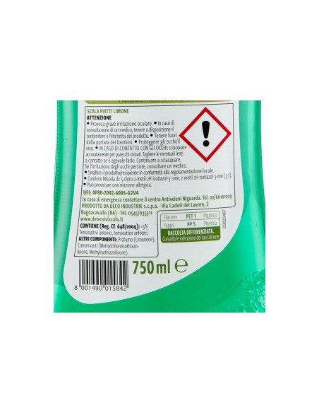 scala detersivo a mano per piatti e stoviglie - 750ml - limone: tuttocasashop.it: pulizia e cura della casa