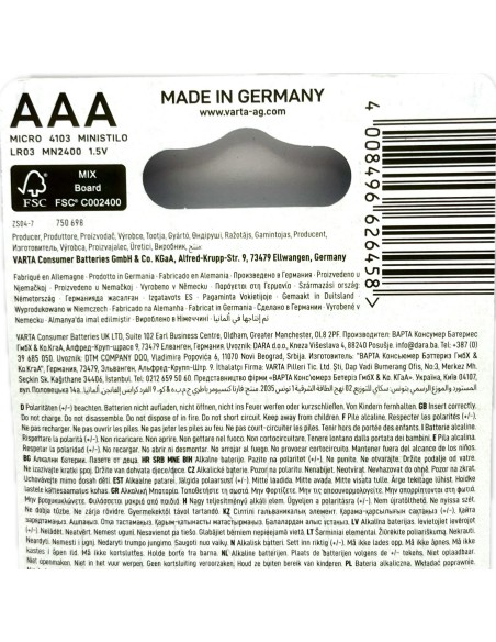 varta energy pile formato aaa ministilo alcaline 1.5v - 4 pezzi: tuttocasashop.it: altro - bazar