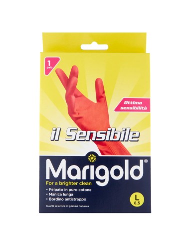 marigold il sensibile guanti felpati in gomma - taglia l grande 8.5: tuttocasashop.it: pulizia e cura della casa