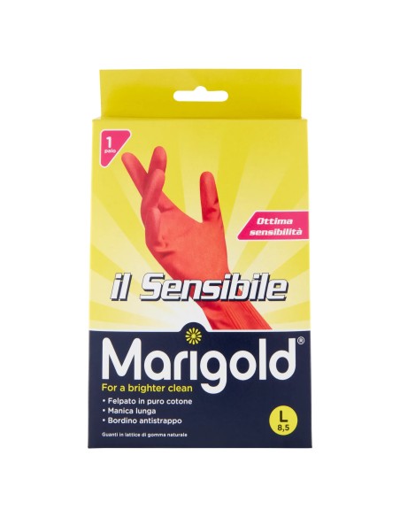 marigold il sensibile guanti felpati in gomma - taglia l grande 8.5: tuttocasashop.it: pulizia e cura della casa