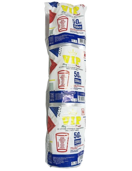 vip 50 bicchieri in plastica pp trasparenti 330cc tacca 1/2pt - birra: tuttocasashop.it: carta & monouso