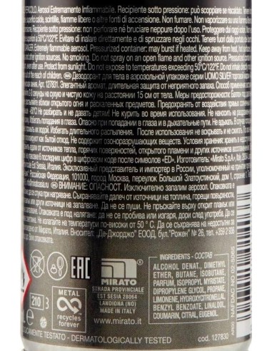 malizia uomo deodorante spray - 150ml - silver: tuttocasashop.it: igiene e cura della persona