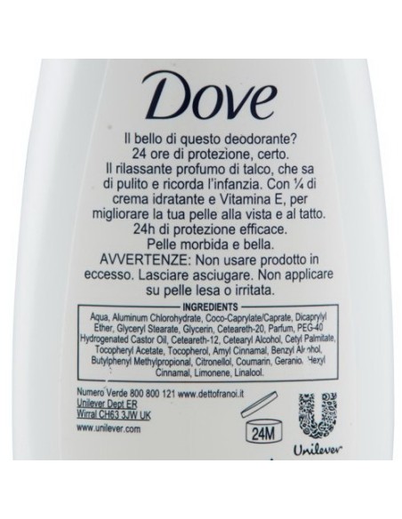 dove deodorante vapo natural no-gas 75ml - talco: tuttocasashop.it: igiene e cura della persona