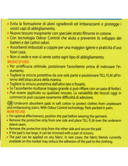 till flai aloni mai - 10 assorbenti ascellari salva macchie - odour control: tuttocasashop.it: igiene e cura della persona