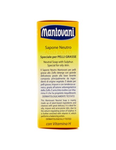 mantovani sapone solido - 100 grammi - neutro allo zolfo pelli grasse vit. h: tuttocasashop.it: igiene e cura della persona