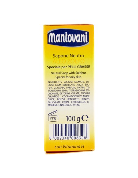 mantovani sapone solido - 100 grammi - neutro allo zolfo pelli grasse vit. h: tuttocasashop.it: igiene e cura della persona