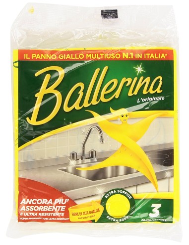 ballerina panno giallo multiuso tuttofare - 3 pezzi: tuttocasashop.it: pulizia e cura della casa