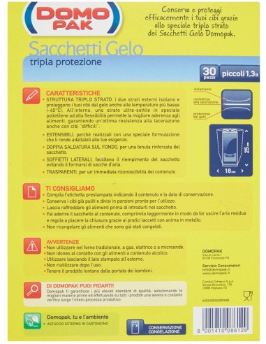 domopak 30 sacchi gelo piccoli - 18x25cm - per frigo o congelatore: tuttocasashop.it: carta & monouso