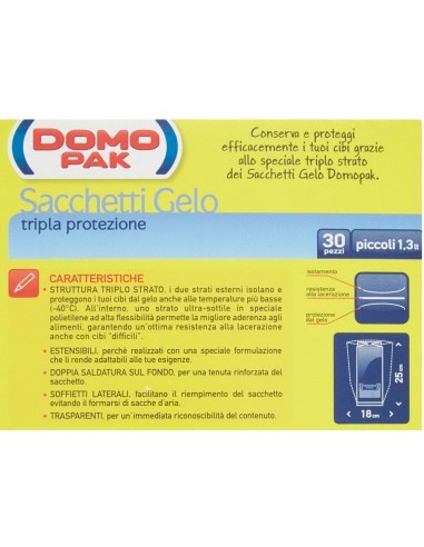 domopak 30 sacchi gelo piccoli - 18x25cm - per frigo o congelatore: tuttocasashop.it: carta & monouso