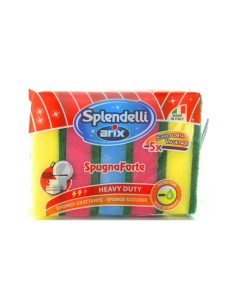 arix splendelli spugne con abrasivo - 5 pezzi - colori assortiti: tuttocasashop.it: pulizia e cura della casa