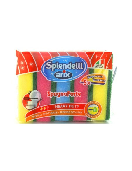 arix splendelli spugne con abrasivo - 5 pezzi - colori assortiti: tuttocasashop.it: pulizia e cura della casa