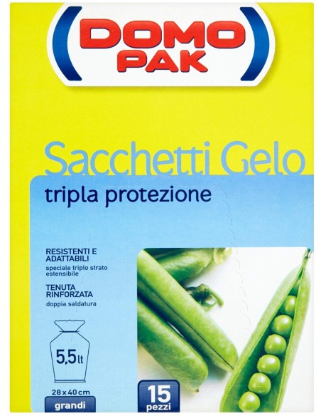 domopak 15 sacchi gelo grandi - 28x40cm - per frigo o congelatore: tuttocasashop.it: carta & monouso