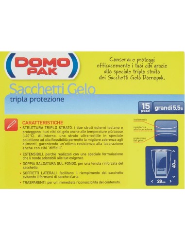 domopak 15 sacchi gelo grandi - 28x40cm - per frigo o congelatore: tuttocasashop.it: carta & monouso