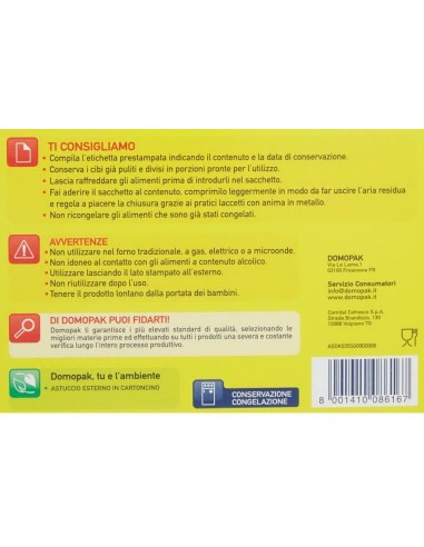 domopak 15 sacchi gelo grandi - 28x40cm - per frigo o congelatore: tuttocasashop.it: carta & monouso