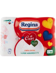 regina di cuori carta cucina super assorbente - 3 rotoli - decorati: tuttocasashop.it: carta & monouso