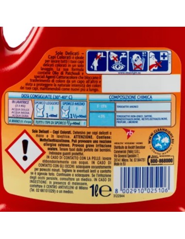 sole detersivo liquido 16 lavaggi 1l - tutti i colori - capi colorati: tuttocasashop.it: prodotti per bucato e tessuti