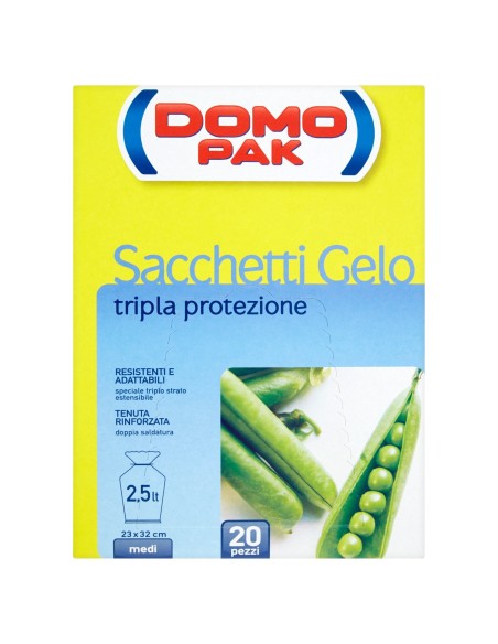 domopak 20 sacchi gelo medi - 20x30cm - per frigo o congelatore: tuttocasashop.it: carta & monouso