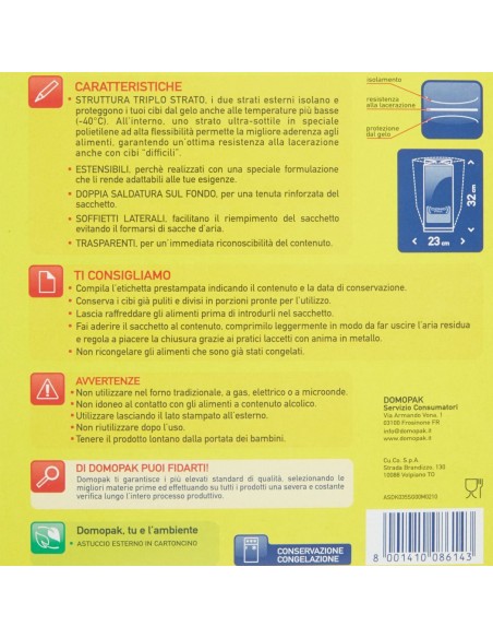 domopak 20 sacchi gelo medi - 20x30cm - per frigo o congelatore: tuttocasashop.it: carta & monouso