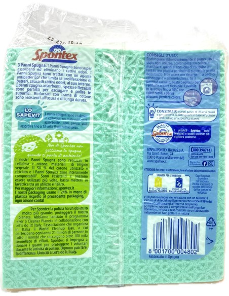 spontex panni spugna - 17x21cm - 3 pezzi - extra durata spessore assorbenza: tuttocasashop.it: pulizia e cura della casa