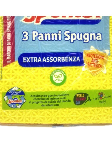 spontex panni spugna - 17x21cm - 3 pezzi - extra durata spessore assorbenza: tuttocasashop.it: pulizia e cura della casa
