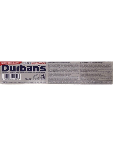 durbans dentifricio 75ml - ultra white - sbiancante: tuttocasashop.it: igiene e cura della persona
